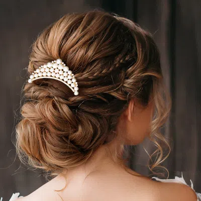 FASHNZFAB PEARL CLUSTER EMBELLISHED HAIR COMB