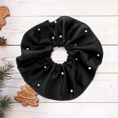 FASHNZFAB PEARL EMBELLISHED SCRUNCHIE HAIRBAND