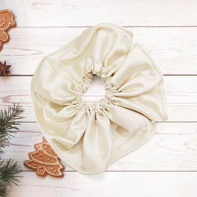 FASHNZFAB PEARL EMBELLISHED SCRUNCHIE HAIRBAND