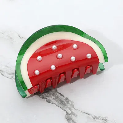 FASHNZFAB PEARL EMBELLISHED WATERMELON HAIR CLAW CLIP
