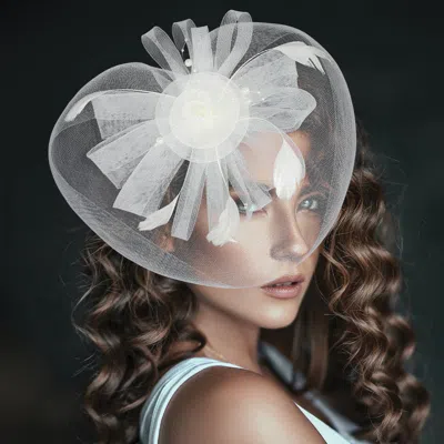 FASHNZFAB PEARL FEATHER MESH FLOWER FASCINATOR / HEADBAND