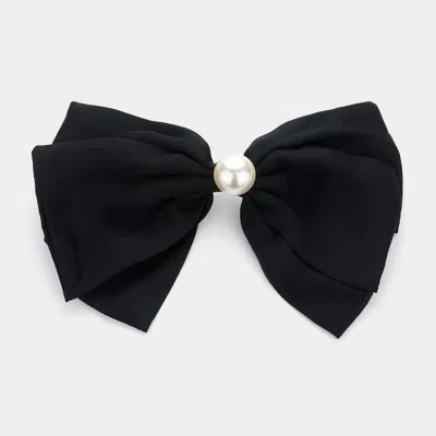 FASHNZFAB PEARL POINTED BOW BARRETTE