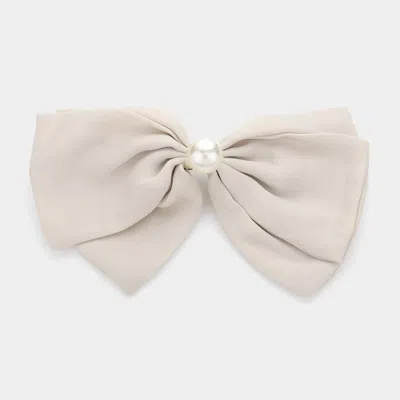 FASHNZFAB PEARL POINTED BOW BARRETTE