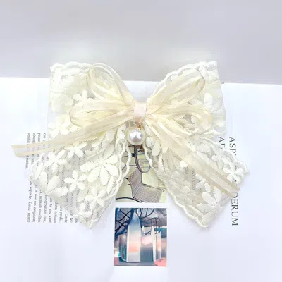 FASHNZFAB PEARL POINTED FLOWER LACE EMBROIDERED BARRETTE