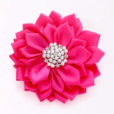 FASHNZFAB PEARL POINTED FLOWER RIBBON BROOCH / HAIR CLIP