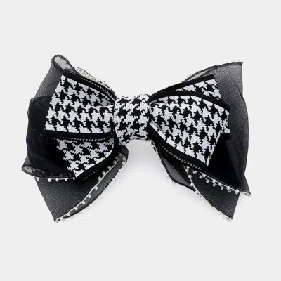FASHNZFAB PEARL POINTED HOUNDSTOOTH BOW BARRETTE
