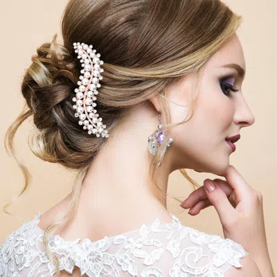 FASHNZFAB PEARL STONE EMBELLISHED WAVY HAIR COMB