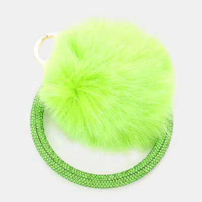 FASHNZFAB POM POM RHINESTONE PAVE BANGLE KEYCHAIN / BRACELET