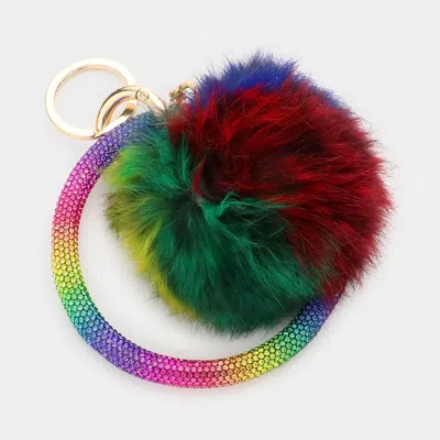 FASHNZFAB POM POM RHINESTONE PAVE BANGLE KEYCHAIN / BRACELET