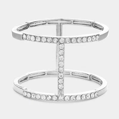 FASHNZFAB RHINESTONE CUTOUT CAGE STRETCH BRACELET