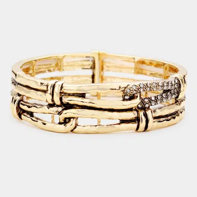 FASHNZFAB RHINESTONE EMBELLISHED ANTIQUE METAL ROPE STRETCH BRACELET