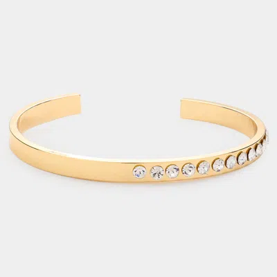 FASHNZFAB RHINESTONE EMBELLISHED METAL CUFF BRACELET