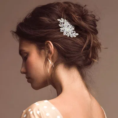 FASHNZFAB RHINESTONE FLOWER LEAF HAIR COMB