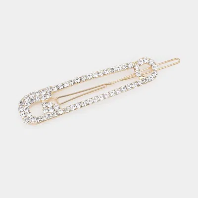 FASHNZFAB RHINESTONE PAVE SAFETY PIN BARRETTE