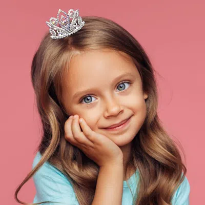 FASHNZFAB RHINESTONE PAVED MINI PRINCESS TIARA