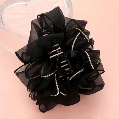 FASHNZFAB RHINESTONE PAVED RIM EDGE BOW HAIR CLAW CLIP