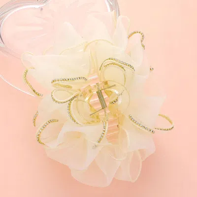 FASHNZFAB RHINESTONE PAVED RIM EDGE BOW HAIR CLAW CLIP