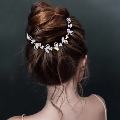FASHNZFAB RHINESTONE SPROUT LEAF VINE BUN WRAP HEADPIECE