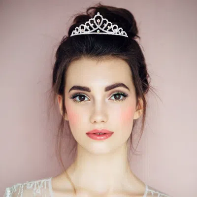 FASHNZFAB ROUND CRYSTAL EMBELLISHED RHINESTONE PAVED PRINCESS TIARA