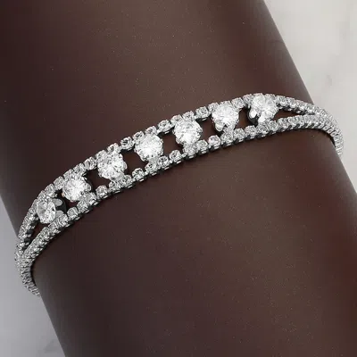 FASHNZFAB ROUND CZ STONE PAVED EVENING BRACELET