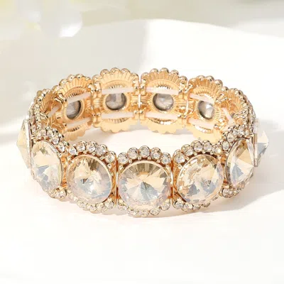 FASHNZFAB ROUND GLASS STONE CLUSTER STRETCH EVENING BRACELET