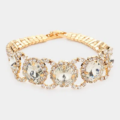 FASHNZFAB ROUND STONE ACCENTED EVENING BRACELET 0.6" H, 7.75" L