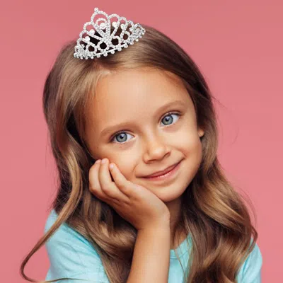 FASHNZFAB ROUND STONE ACCENTED PRINCESS MINI TIARA