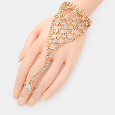FASHNZFAB ROUND STONE POINTED HAND CHAIN EVENING BRACELET