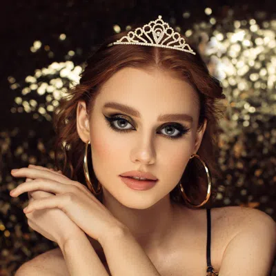 FASHNZFAB ROUND STONE POINTED RHINESTONE PAVED PRINCESS TIARA