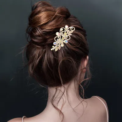 FASHNZFAB ROUND TEARDROP STONE ACCENTED HAIR COMB