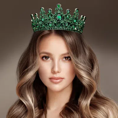 FASHNZFAB ROUND TEARDROP STONE ACCENTED PRINCESS TIARA