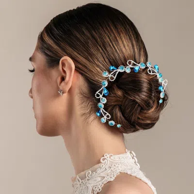FASHNZFAB ROUND TEARDROP STONE EMBELLISHED BUN WRAP HEADPIECE