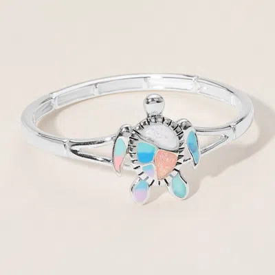 FASHNZFAB SEA GLASS ENAMEL SEA TURTLE POINTED STRETCH BRACELET