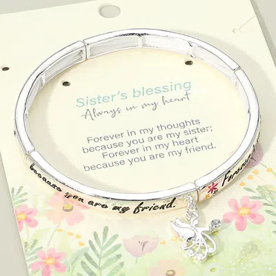 FASHNZFAB SISTERS BLESSING MESSAGE CHARM STRETCH BRACELET
