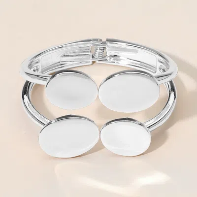 FASHNZFAB SLEEK GEOMETRIC MODERN OVAL METAL HINGED BANGLE BRACELET