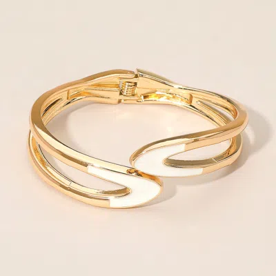 FASHNZFAB SLEEK OPEN DESIGN MODERN ENAMEL HINGED BANGLE BRACELET