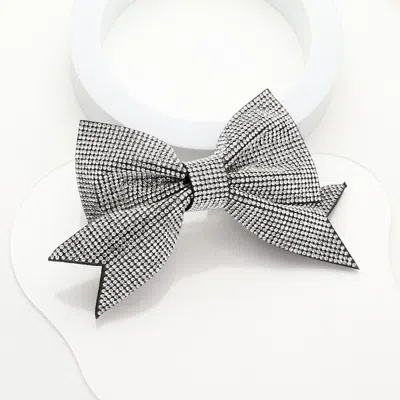 FASHNZFAB SPARKLY BLING STONE BOW HAIR BARRETTE