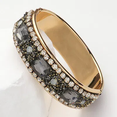 FASHNZFAB SPARKLY STONE EMBELLISHED HINGED BANGLE BRACELET