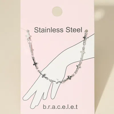 FASHNZFAB STAINLESS STEEL CROSS LINK CHAIN BRACELET