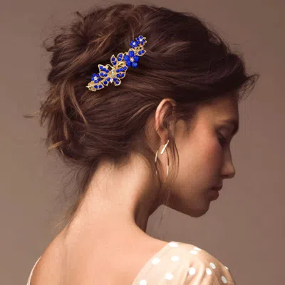 FASHNZFAB STONE EMBELLISHED BUTTERFLY FLOWER ACCENTED HAIR COMB