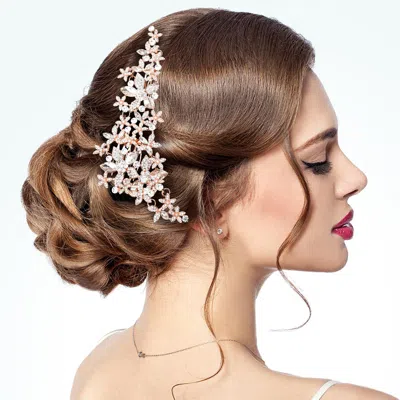FASHNZFAB STONE EMBELLISHED FLOWER CLUSTER VINE WRAP HEADPIECE
