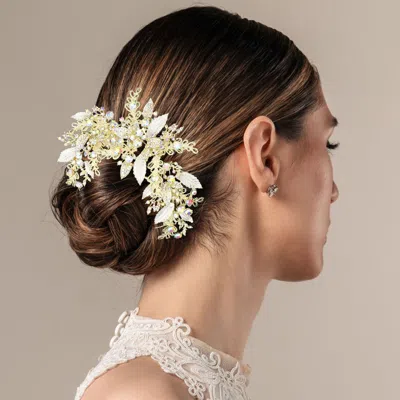 FASHNZFAB STONE EMBELLISHED LEAF CLUSTER BUN WRAP HEADPIECE