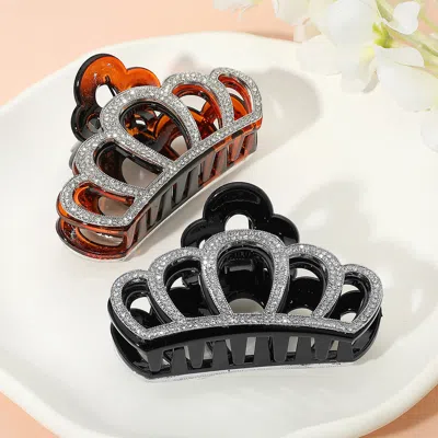 FASHNZFAB STONE PAVED CROWN FRAME HAIR CLAW CLIP
