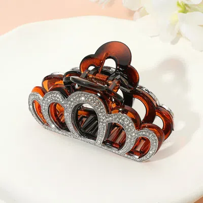 FASHNZFAB STONE PAVED CROWN FRAME HAIR CLAW CLIP