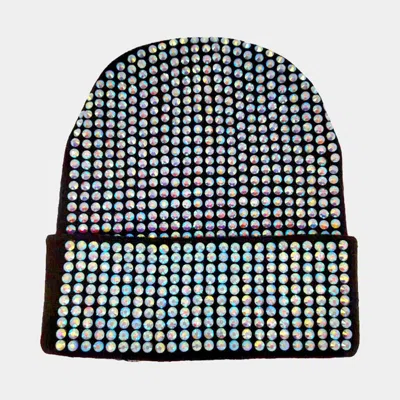 FASHNZFAB STUDDED SOLID KNIT BEANIE HAT