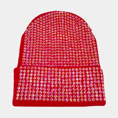 FASHNZFAB STUDDED SOLID KNIT BEANIE HAT