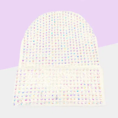 FASHNZFAB STUDDED SOLID KNIT BEANIE HAT