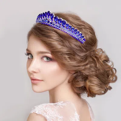 FASHNZFAB TEARDROP CLUSTER DETAILED PRINCESS TIARA