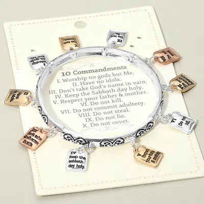 FASHNZFAB TEN COMMANDMENTS MESSAGE CHARM STATION STRETCH BRACELET