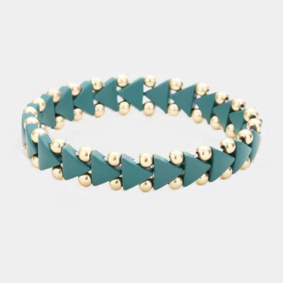 FASHNZFAB TRIANGLE BEAD METAL BALL STRETCHABLE BRACELETS